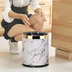 10L Marble Pattern Trash Can, Suitable for Living Room, Bathroom, Kitchen, and More